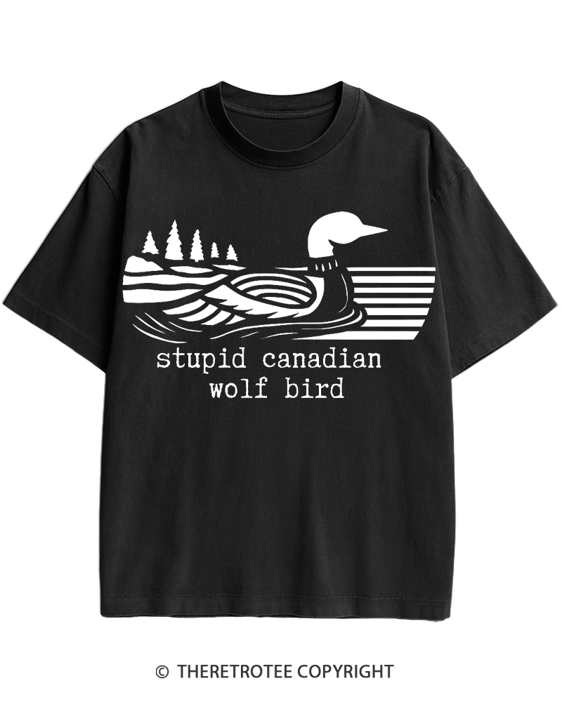 TheRetroTee Stupid Canadian Wolf Bird Cotton T-Shirt