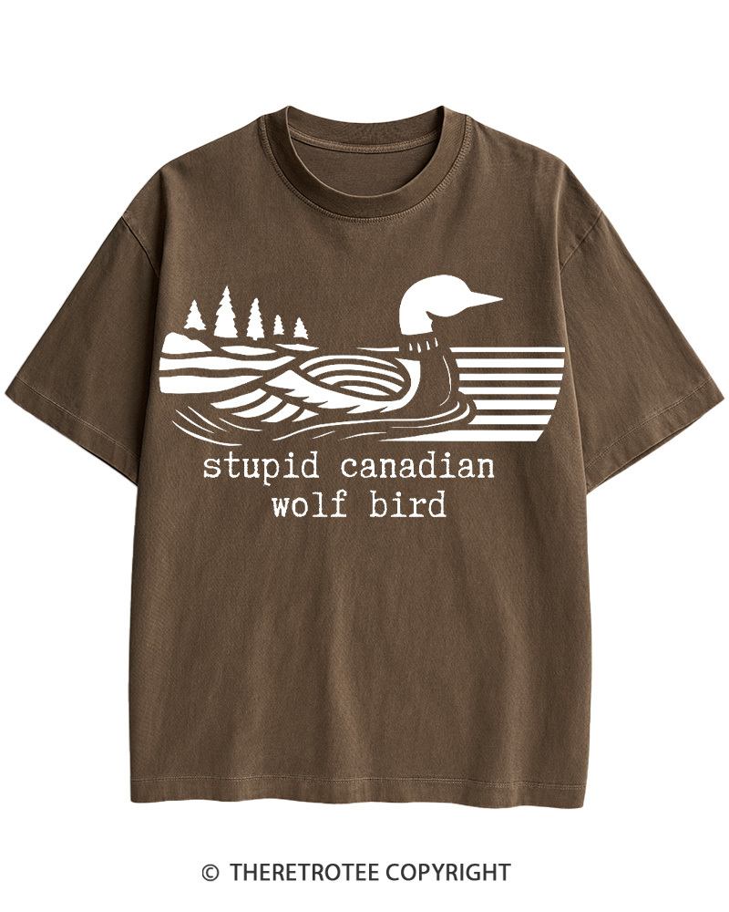 TheRetroTee Stupid Canadian Wolf Bird Cotton T-Shirt