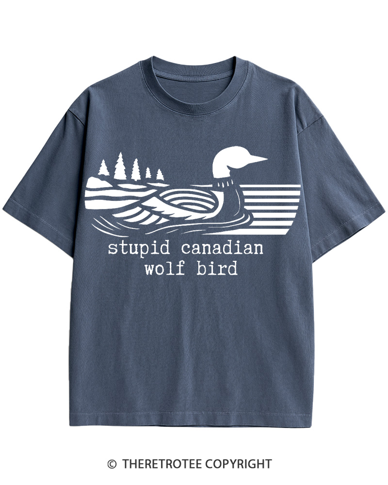 TheRetroTee Stupid Canadian Wolf Bird Cotton T-Shirt