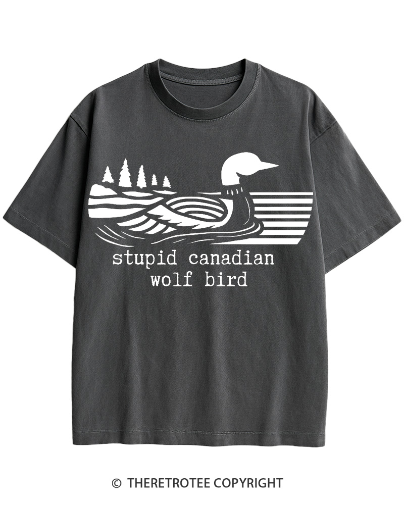 TheRetroTee Stupid Canadian Wolf Bird Cotton T-Shirt