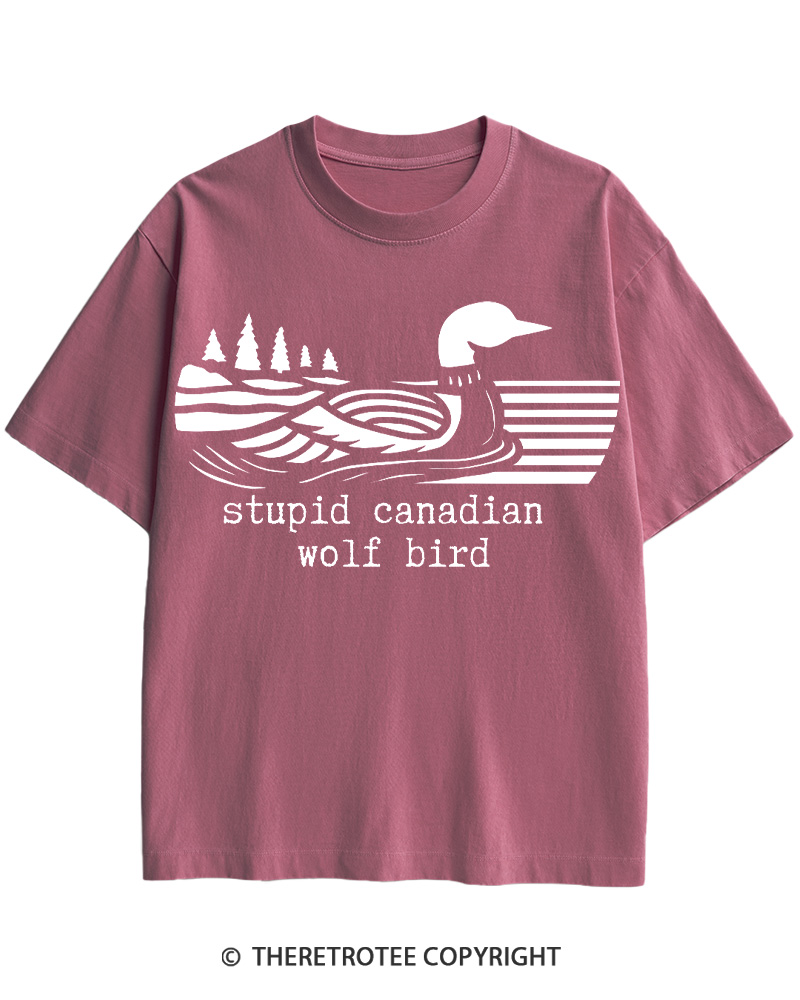 TheRetroTee Stupid Canadian Wolf Bird Cotton T-Shirt