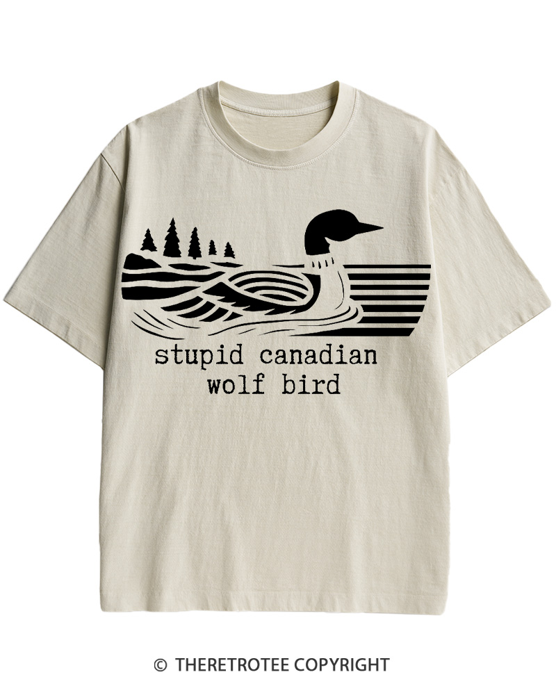 TheRetroTee Stupid Canadian Wolf Bird Cotton T-Shirt