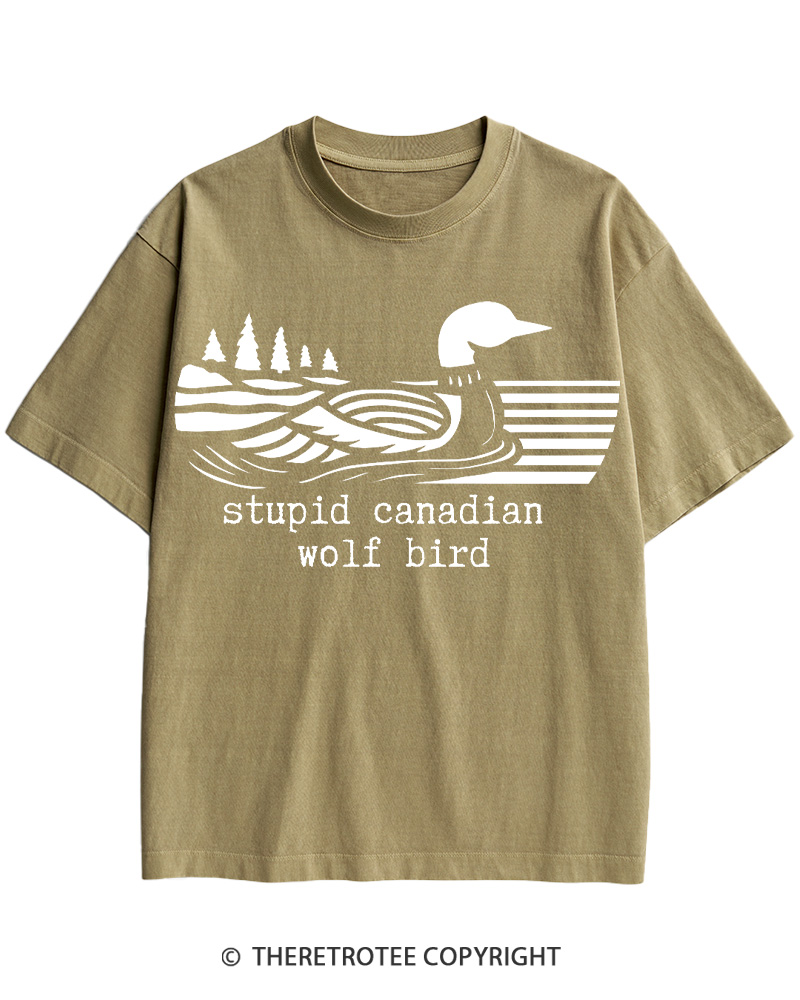 TheRetroTee Stupid Canadian Wolf Bird Cotton T-Shirt
