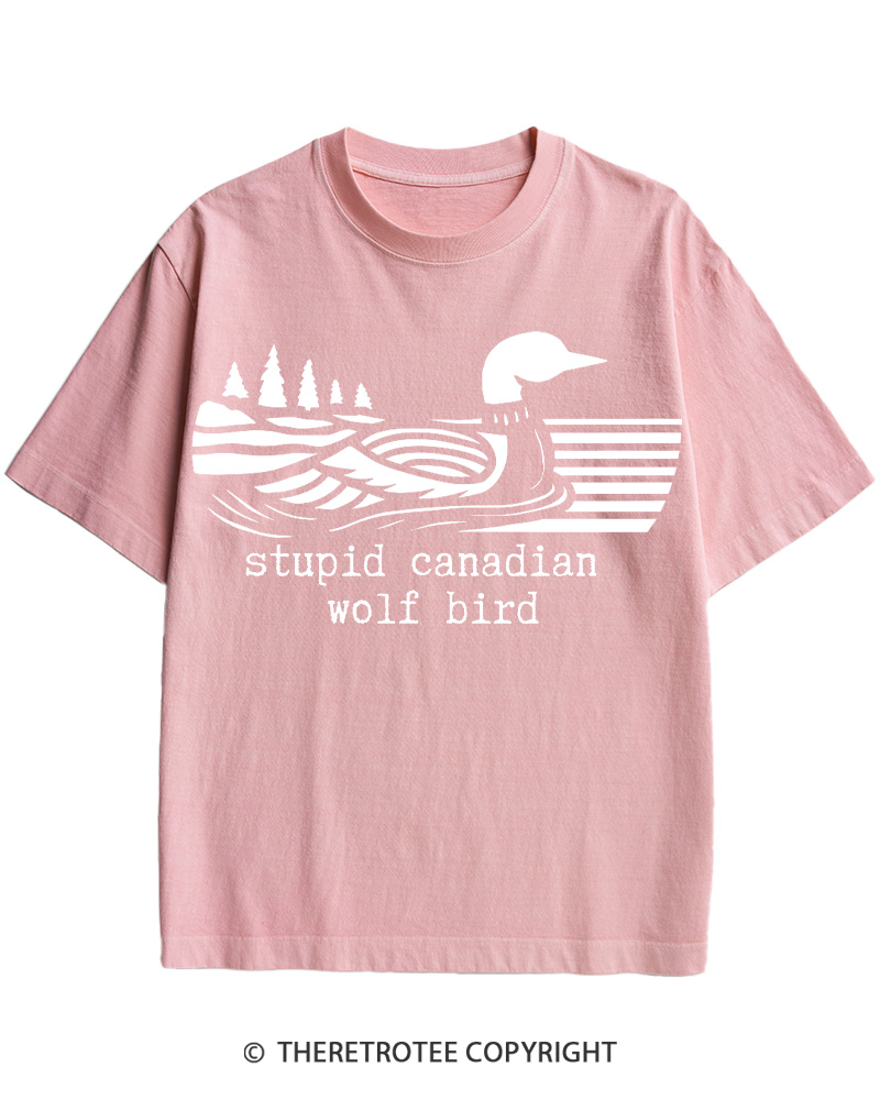 TheRetroTee Stupid Canadian Wolf Bird Cotton T-Shirt