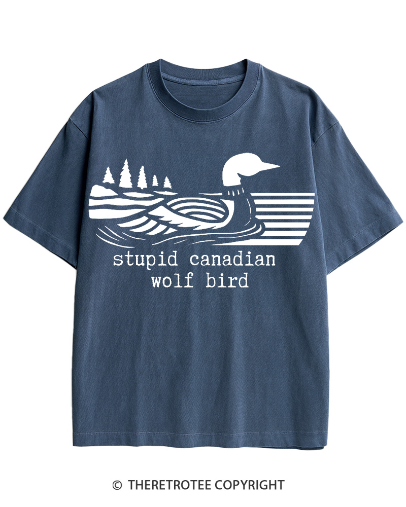 TheRetroTee Stupid Canadian Wolf Bird Cotton T-Shirt
