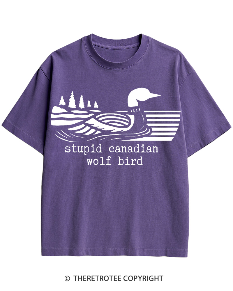 TheRetroTee Stupid Canadian Wolf Bird Cotton T-Shirt
