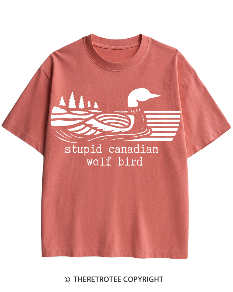 TheRetroTee Stupid Canadian Wolf Bird Cotton T-Shirt