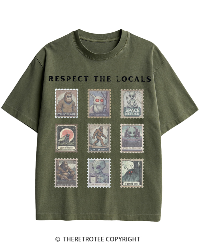 TheRetroTee Respect the Locals Cryptid 1970s Cotton T-Shirt