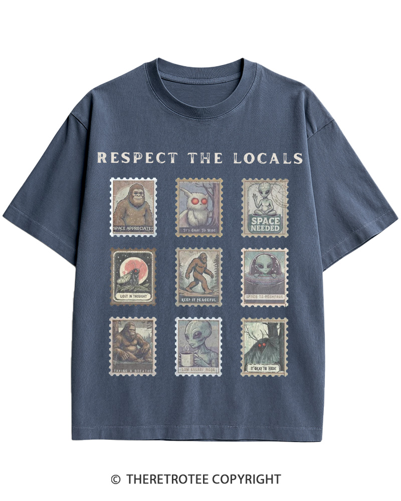 TheRetroTee Respect the Locals Cryptid 1970s Cotton T-Shirt
