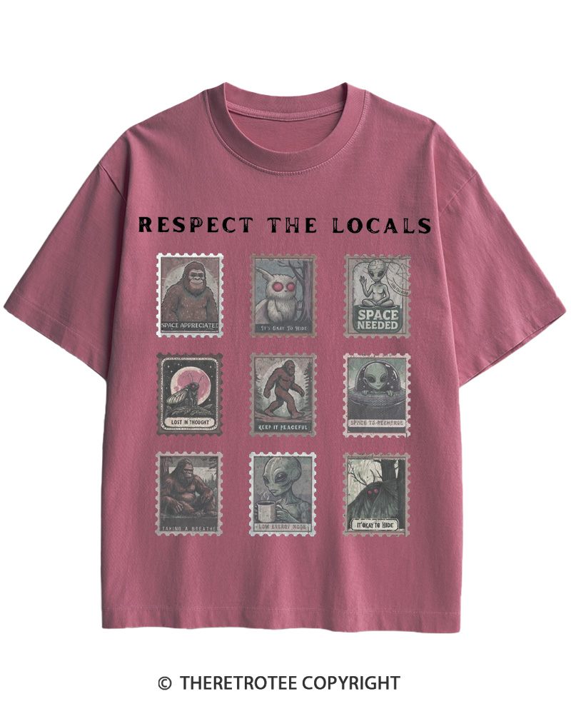TheRetroTee Respect the Locals Cryptid 1970s Cotton T-Shirt