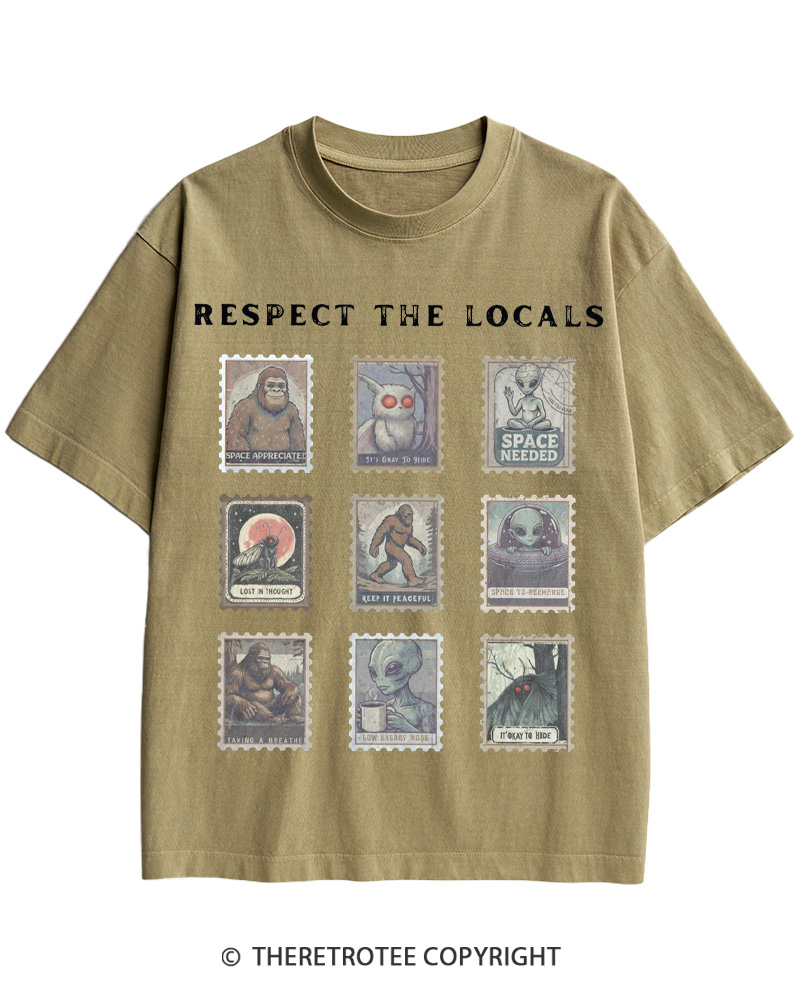 TheRetroTee Respect the Locals Cryptid 1970s Cotton T-Shirt