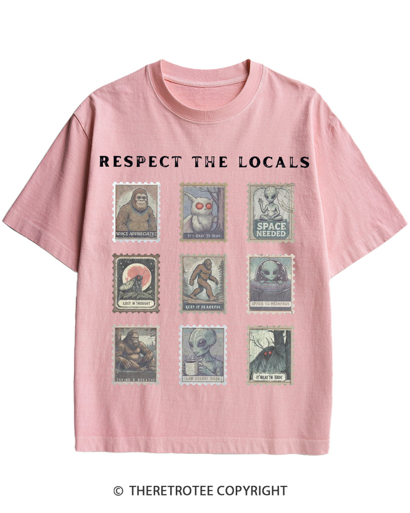 TheRetroTee Respect the Locals Cryptid 1970s Cotton T-Shirt