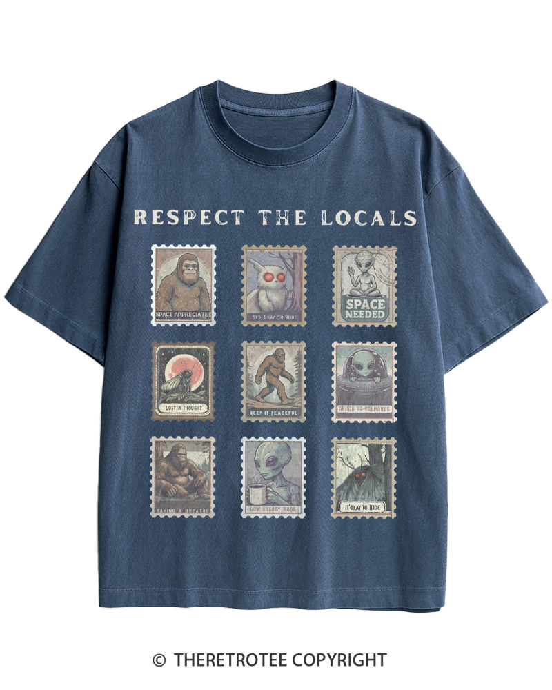 TheRetroTee Respect the Locals Cryptid 1970s Cotton T-Shirt