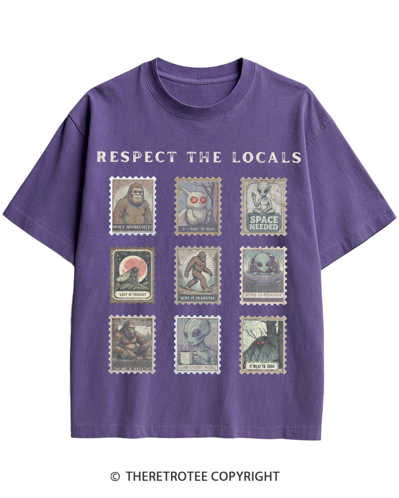 TheRetroTee Respect the Locals Cryptid 1970s Cotton T-Shirt