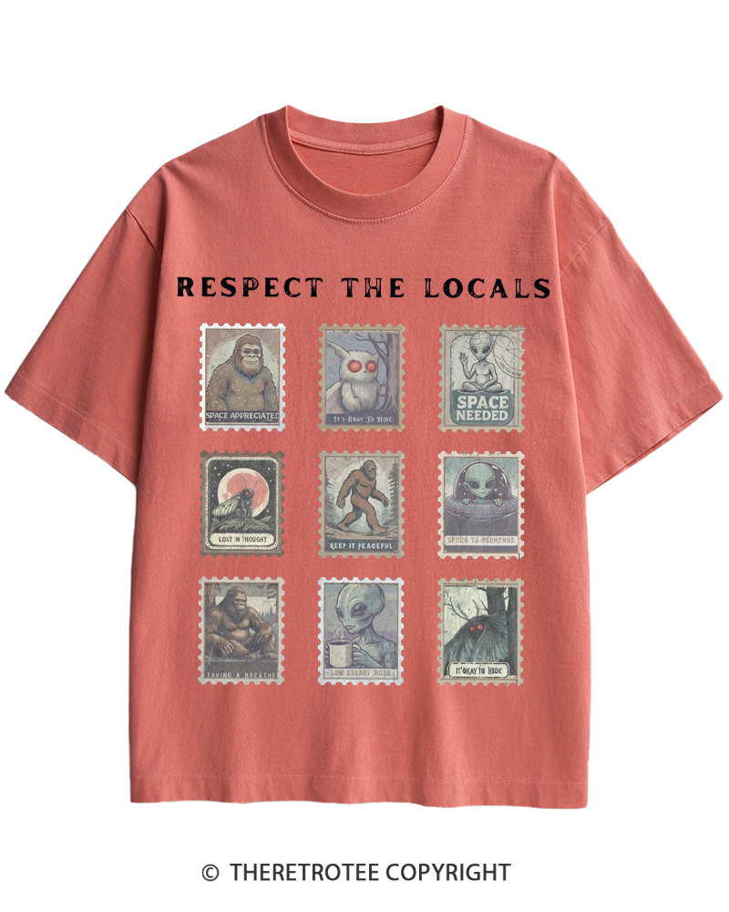 TheRetroTee Respect the Locals Cryptid 1970s Cotton T-Shirt
