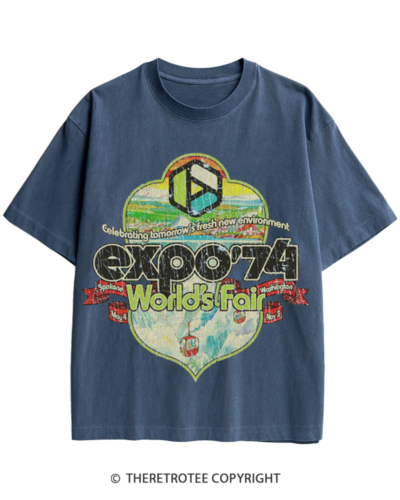 TheRetroTee Expo '74 World's Fair Crest Cotton T-Shirt