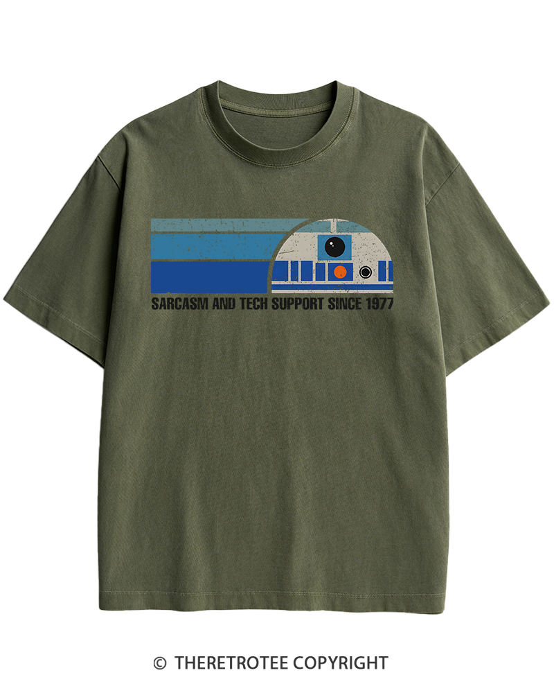 TheRetroTee Sarcasm And Tech Support 1970s Heavy Cotton T-Shirt