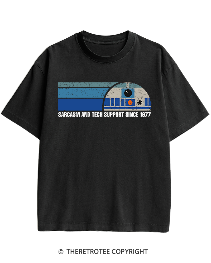 TheRetroTee Sarcasm And Tech Support 1970s Heavy Cotton T-Shirt
