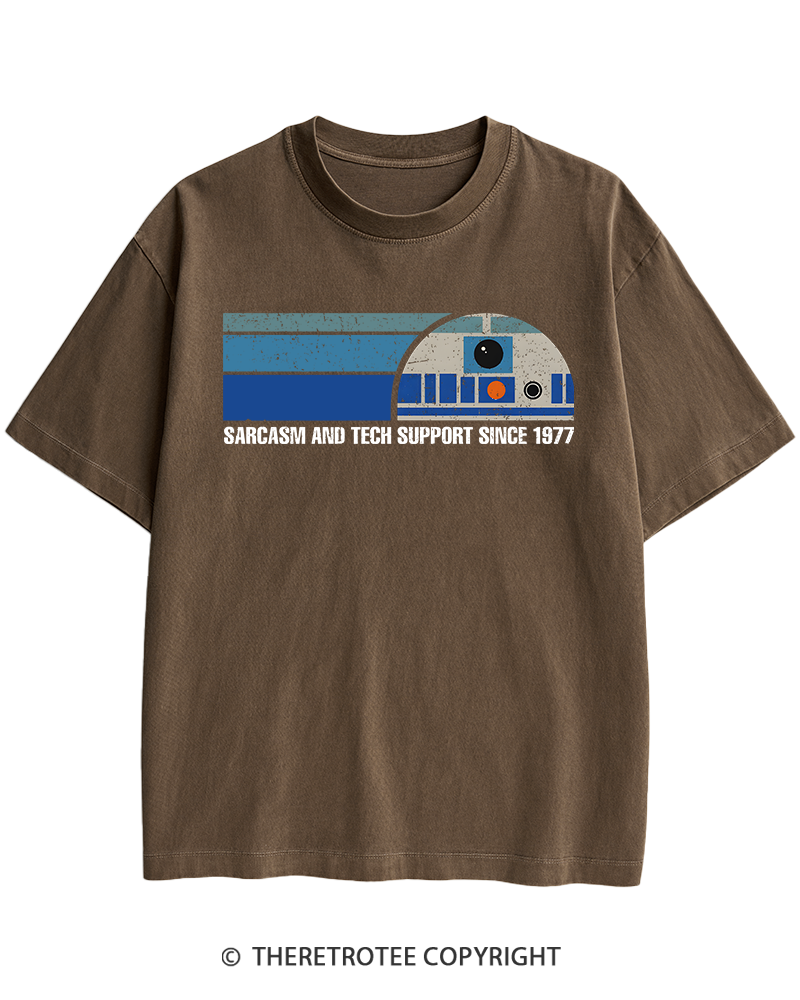 TheRetroTee Sarcasm And Tech Support 1970s Heavy Cotton T-Shirt