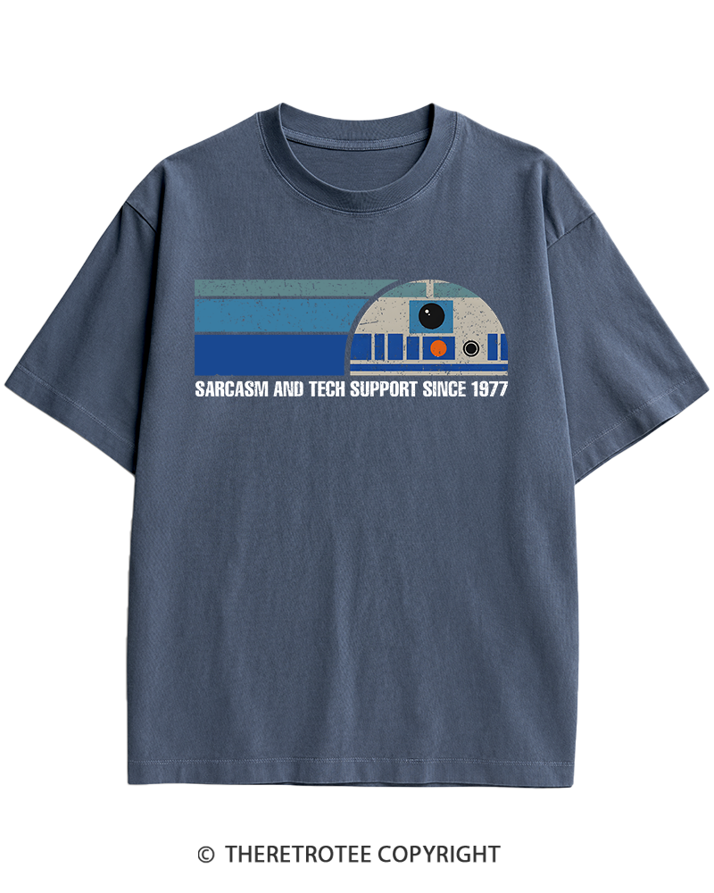 TheRetroTee Sarcasm And Tech Support 1970s Heavy Cotton T-Shirt