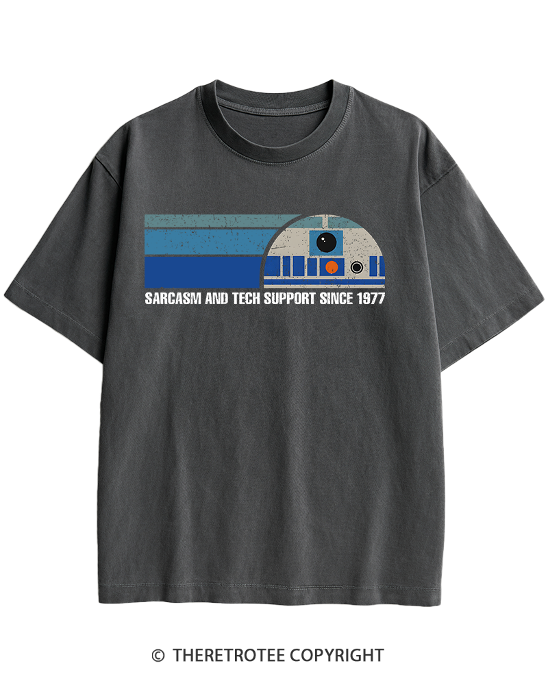 TheRetroTee Sarcasm And Tech Support 1970s Heavy Cotton T-Shirt