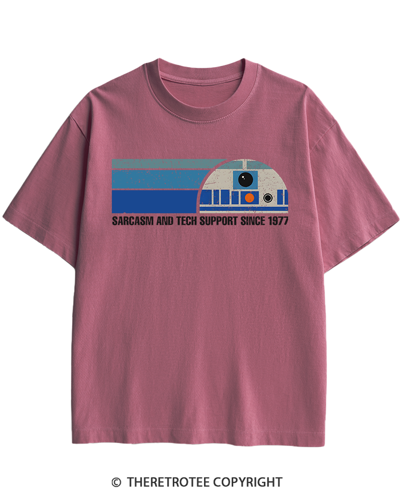 TheRetroTee Sarcasm And Tech Support 1970s Heavy Cotton T-Shirt