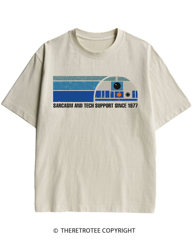 TheRetroTee Sarcasm And Tech Support 1970s Heavy Cotton T-Shirt