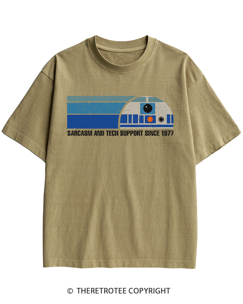 TheRetroTee Sarcasm And Tech Support 1970s Heavy Cotton T-Shirt