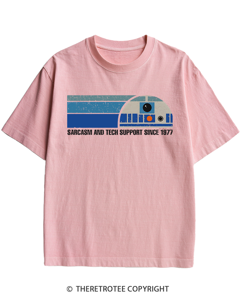 TheRetroTee Sarcasm And Tech Support 1970s Heavy Cotton T-Shirt