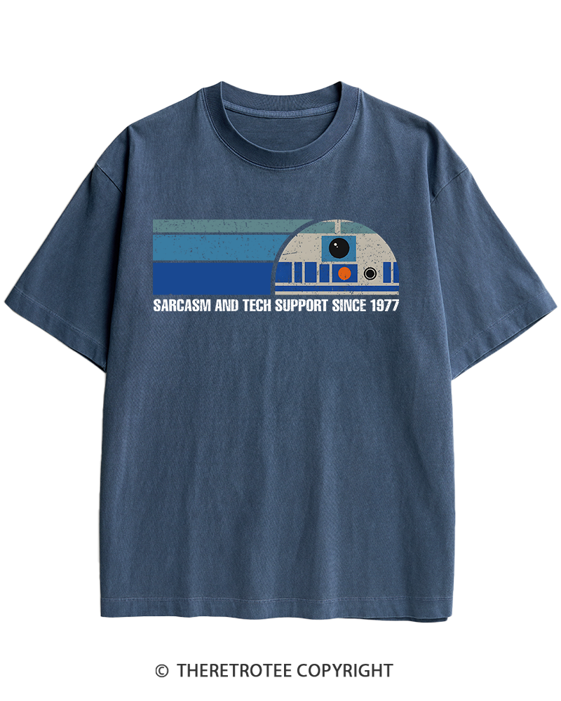 TheRetroTee Sarcasm And Tech Support 1970s Heavy Cotton T-Shirt
