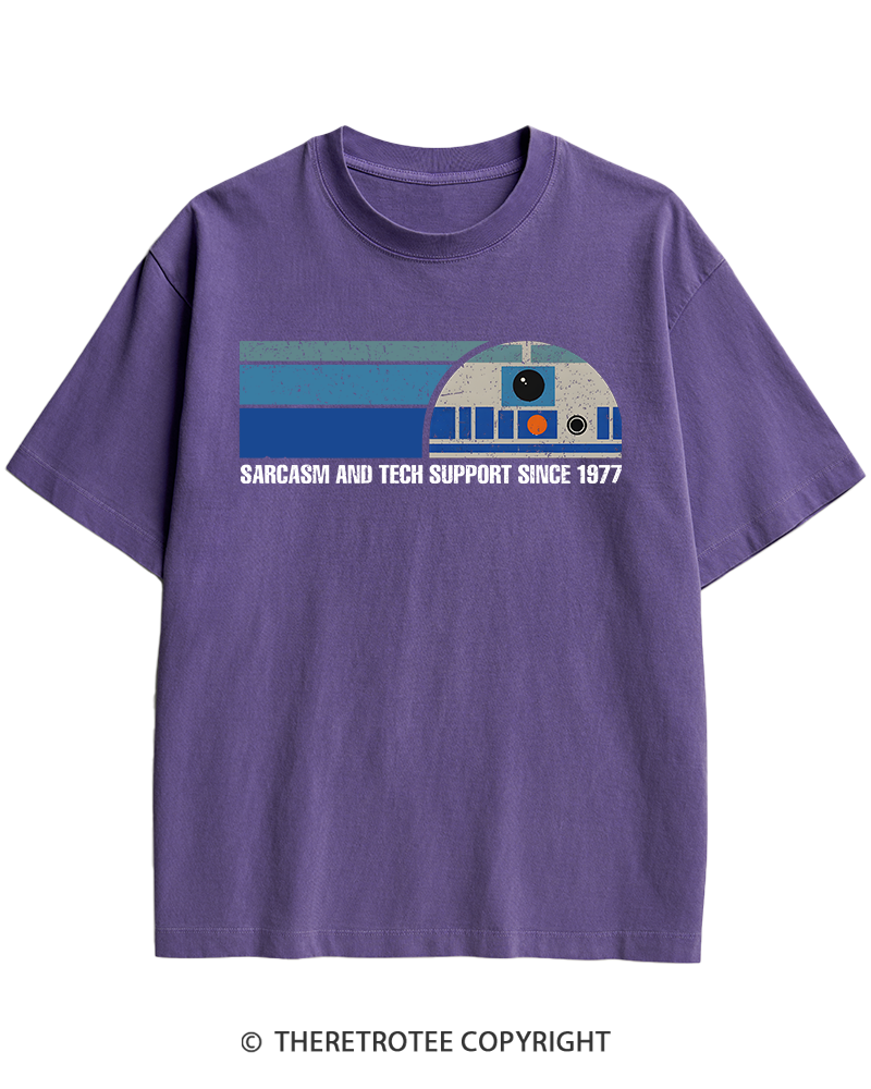 TheRetroTee Sarcasm And Tech Support 1970s Heavy Cotton T-Shirt