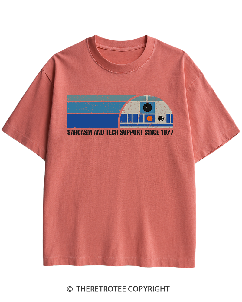 TheRetroTee Sarcasm And Tech Support 1970s Heavy Cotton T-Shirt