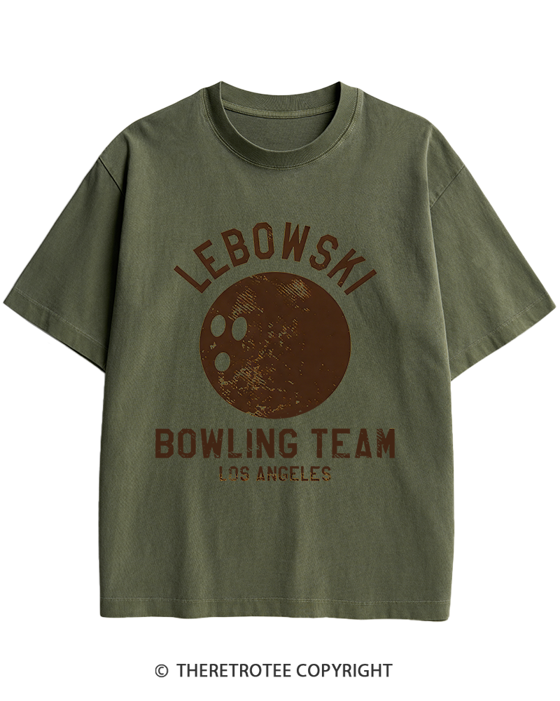 TheRetroTee Lebowski Bowling Team Los Angeles 1980s Heavy Cotton T-Shirt