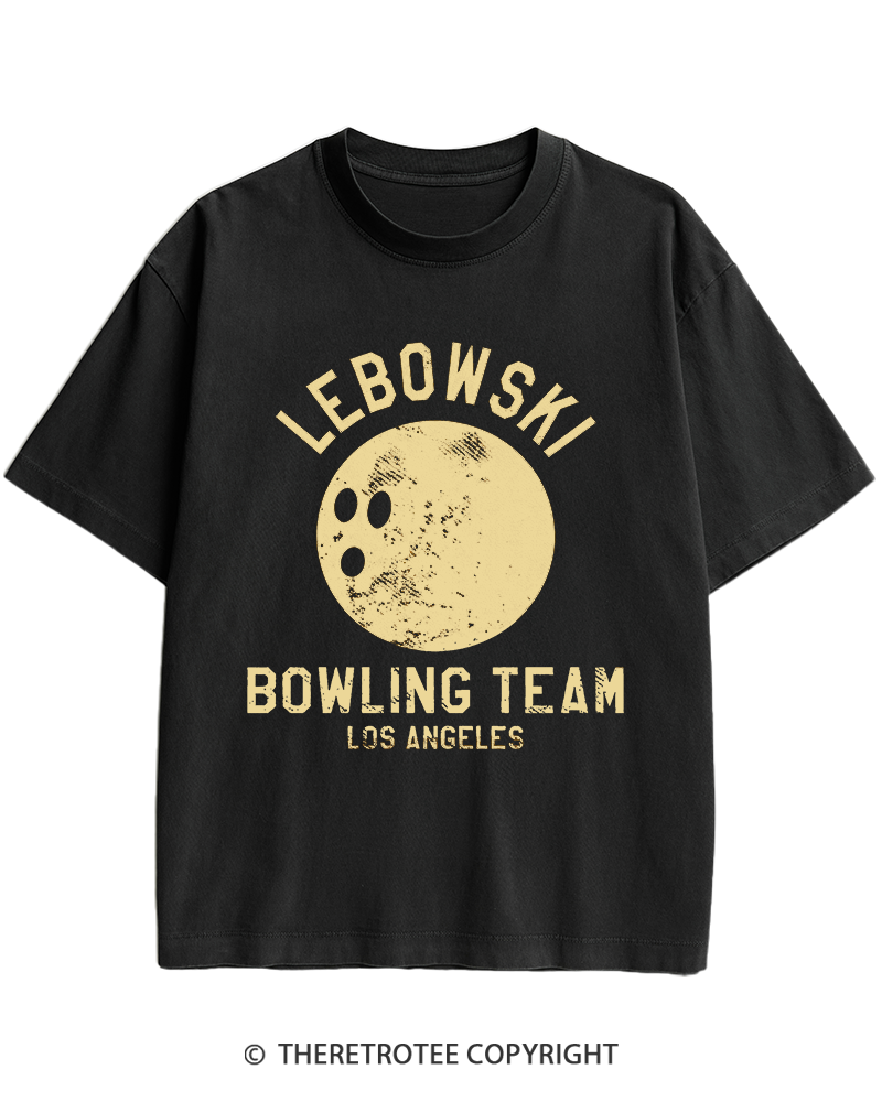 TheRetroTee Lebowski Bowling Team Los Angeles 1980s Heavy Cotton T-Shirt