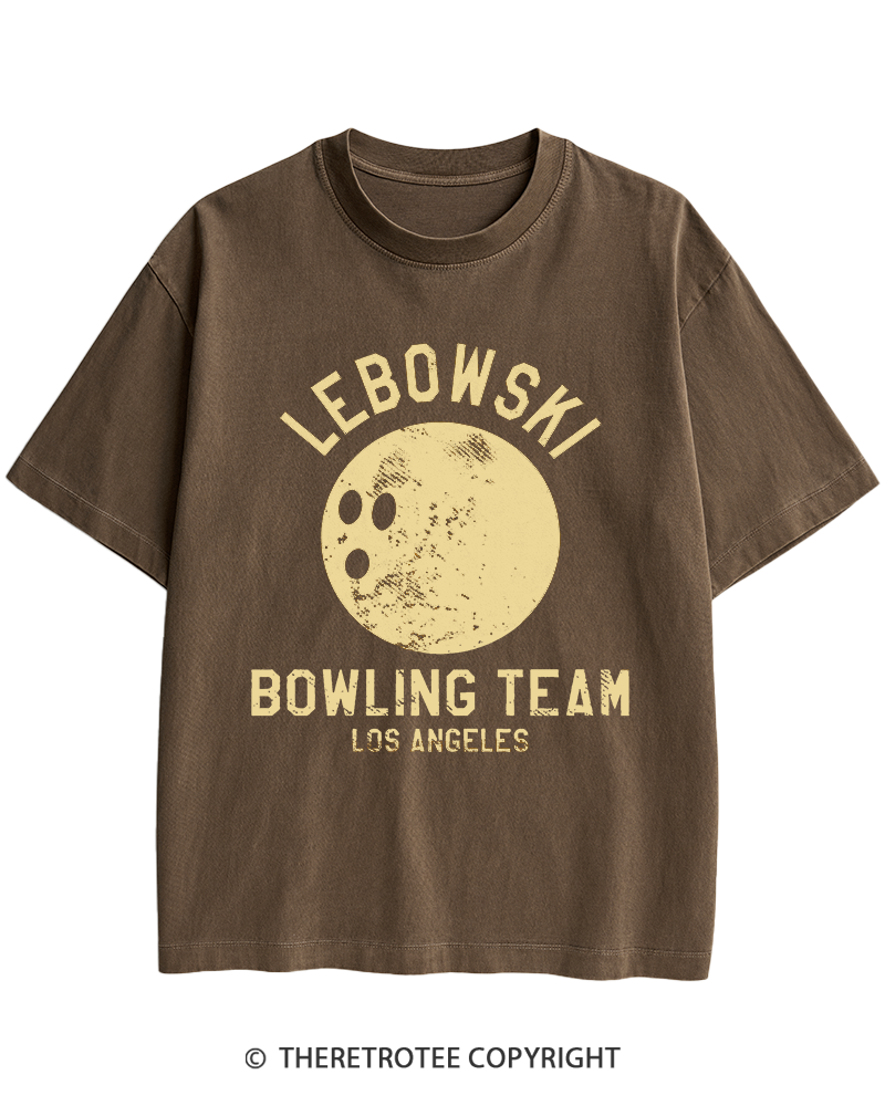 TheRetroTee Lebowski Bowling Team Los Angeles 1980s Heavy Cotton T-Shirt