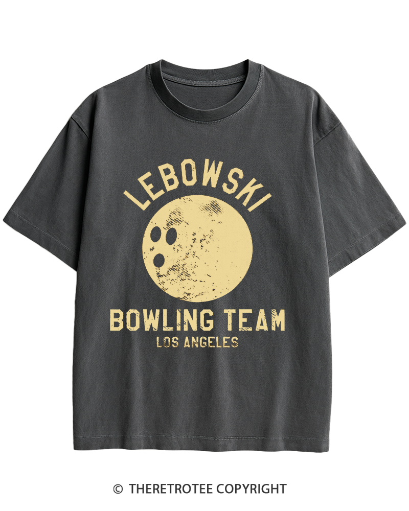 TheRetroTee Lebowski Bowling Team Los Angeles 1980s Heavy Cotton T-Shirt