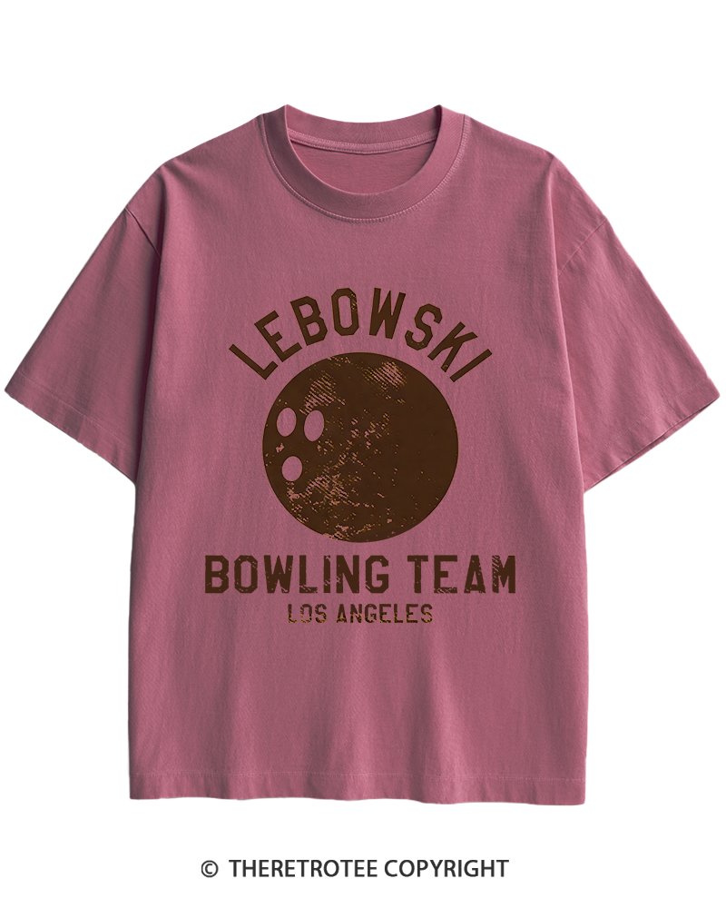 TheRetroTee Lebowski Bowling Team Los Angeles 1980s Heavy Cotton T-Shirt