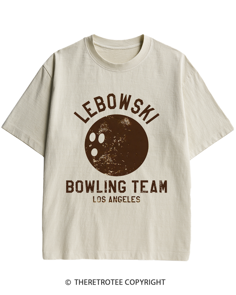 TheRetroTee Lebowski Bowling Team Los Angeles 1980s Heavy Cotton T-Shirt