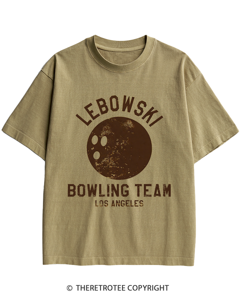 TheRetroTee Lebowski Bowling Team Los Angeles 1980s Heavy Cotton T-Shirt