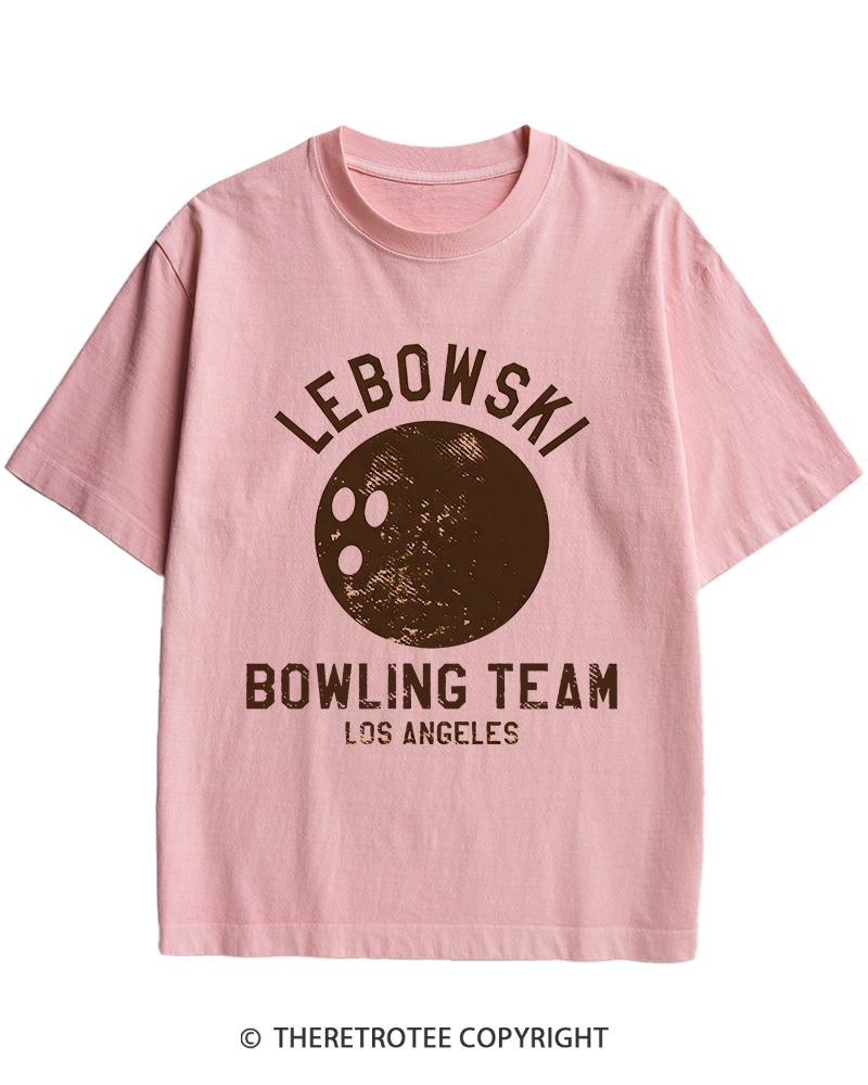 TheRetroTee Lebowski Bowling Team Los Angeles 1980s Heavy Cotton T-Shirt
