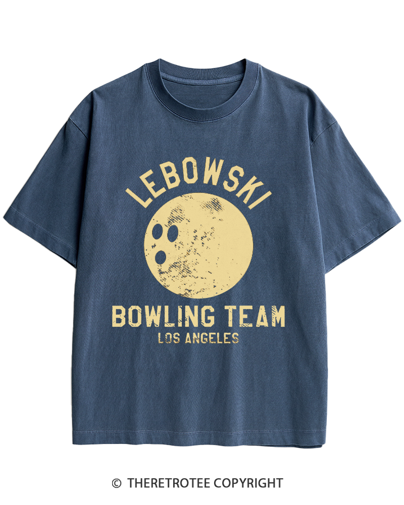 TheRetroTee Lebowski Bowling Team Los Angeles 1980s Heavy Cotton T-Shirt