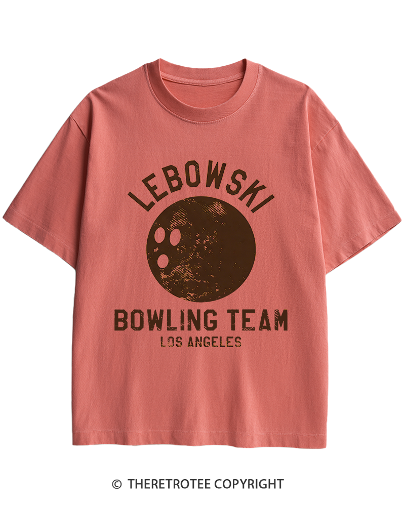 TheRetroTee Lebowski Bowling Team Los Angeles 1980s Heavy Cotton T-Shirt