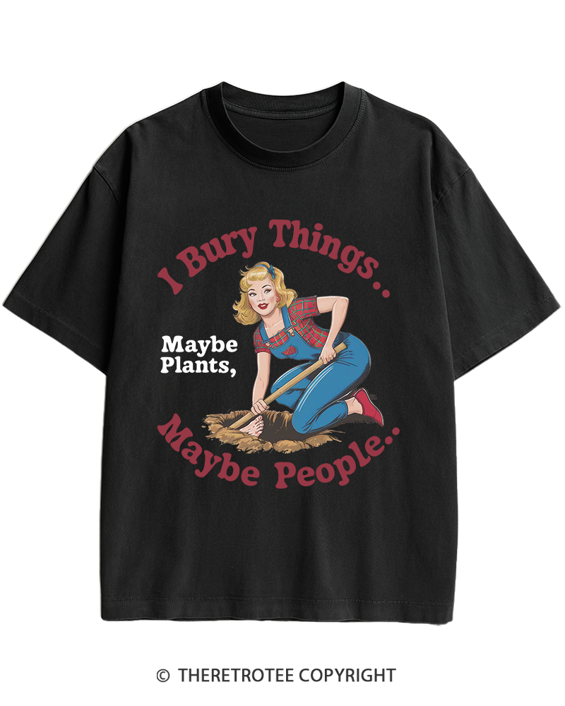TheRetroTee I Bury Things 1970s Heavy Cotton T-Shirt