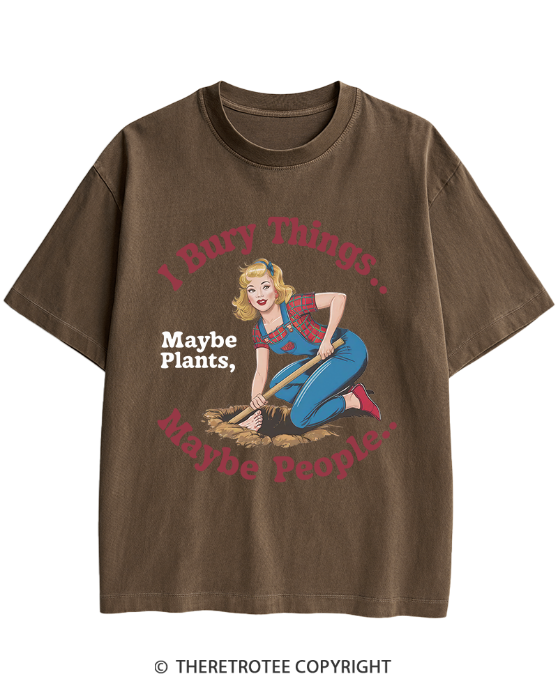 TheRetroTee I Bury Things 1970s Heavy Cotton T-Shirt