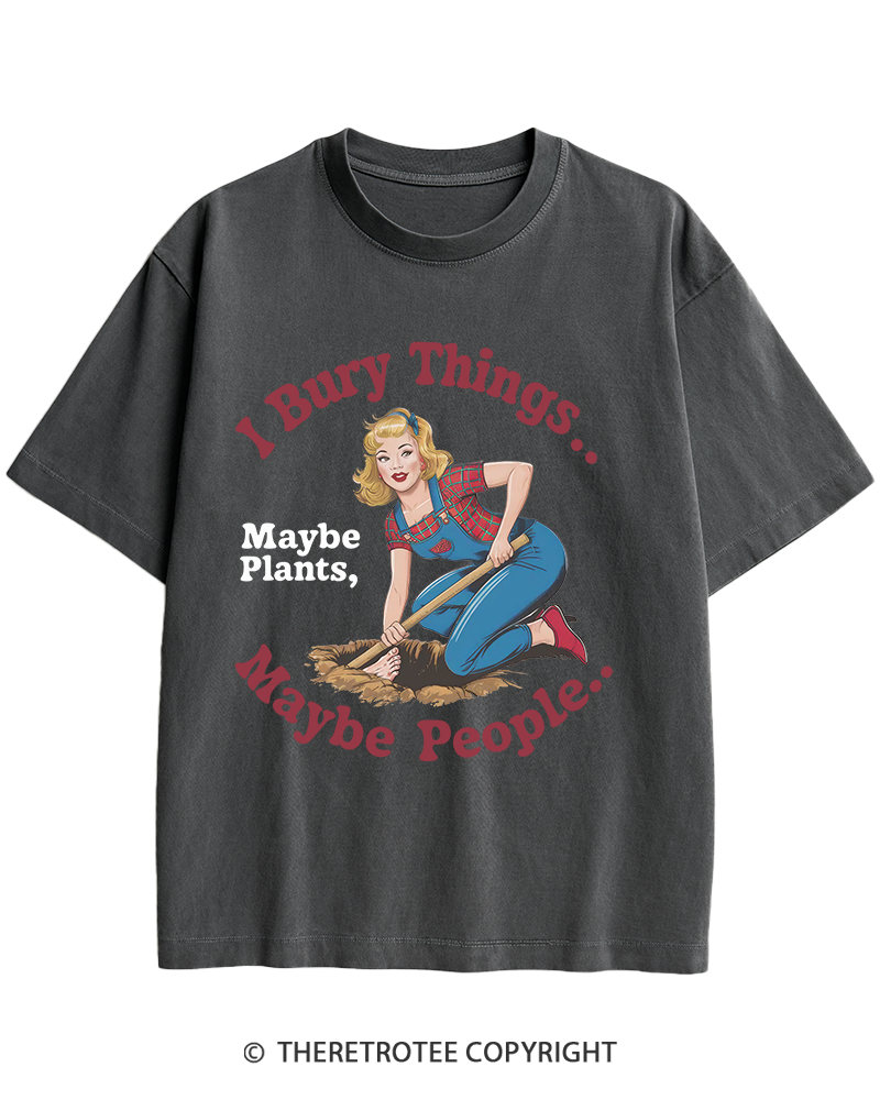 TheRetroTee I Bury Things 1970s Heavy Cotton T-Shirt