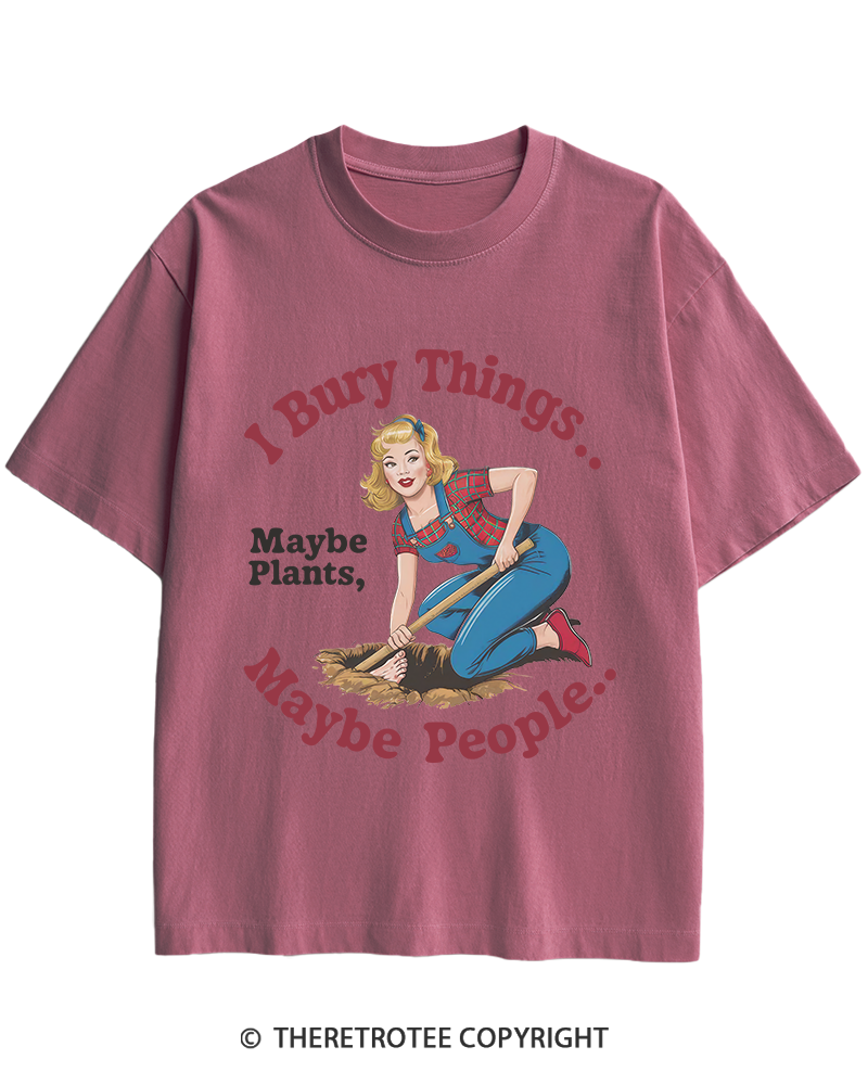 TheRetroTee I Bury Things 1970s Heavy Cotton T-Shirt