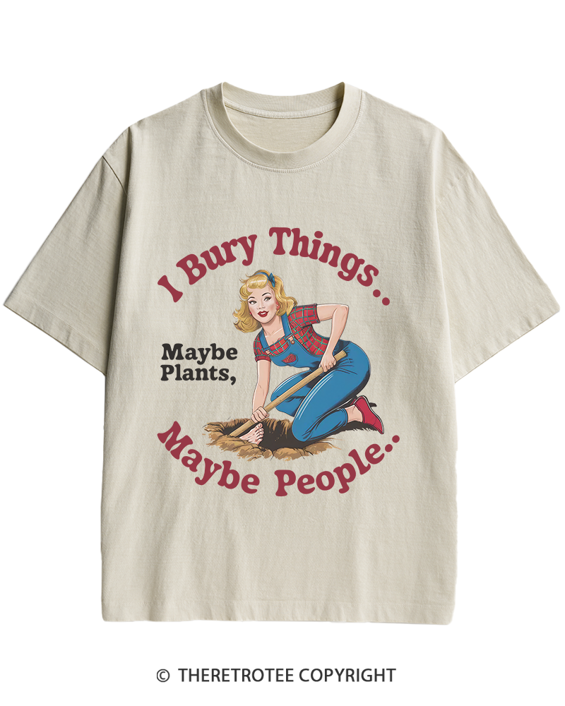 TheRetroTee I Bury Things 1970s Heavy Cotton T-Shirt