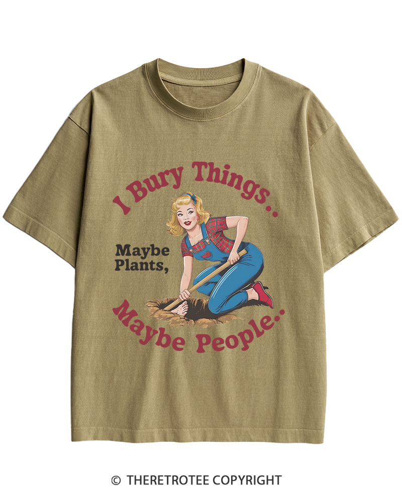 TheRetroTee I Bury Things 1970s Heavy Cotton T-Shirt