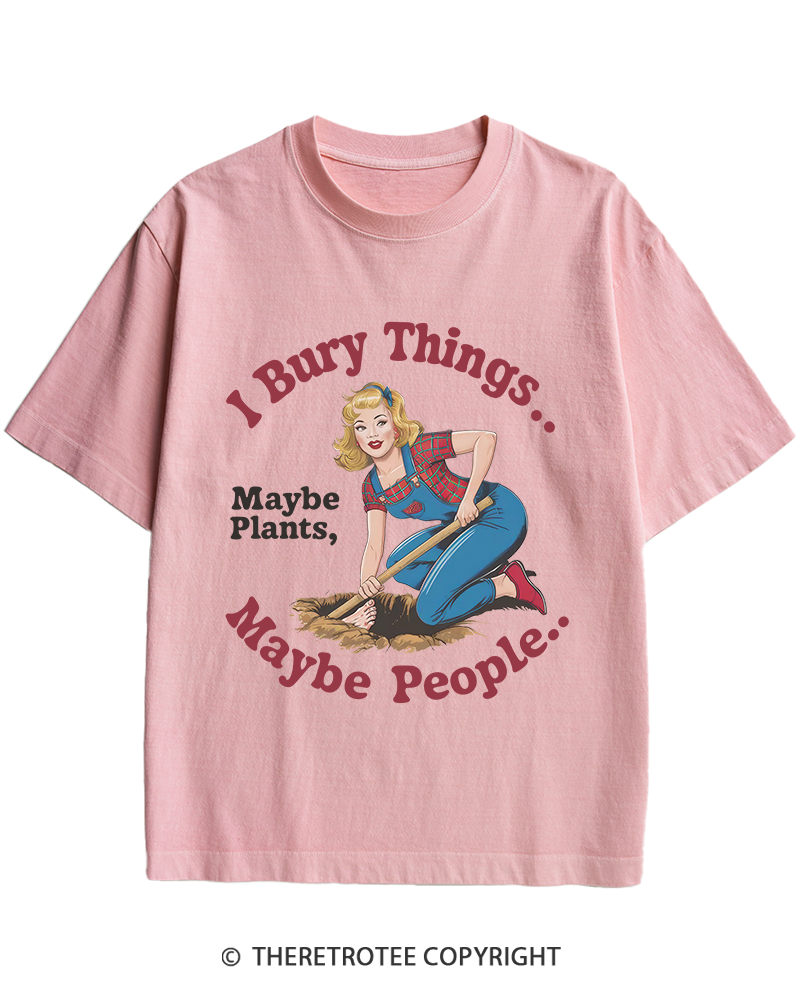 TheRetroTee I Bury Things 1970s Heavy Cotton T-Shirt