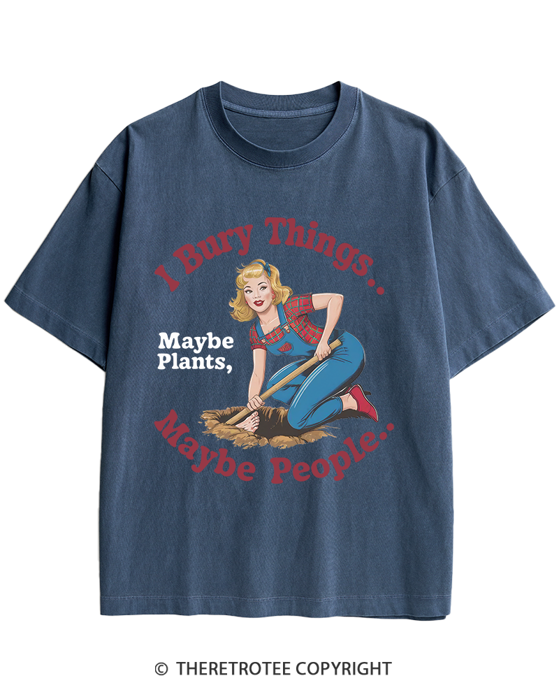 TheRetroTee I Bury Things 1970s Heavy Cotton T-Shirt